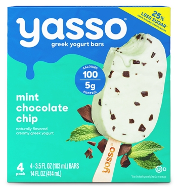 Box of Yasso Mint chocolate chip greek yogurt bars