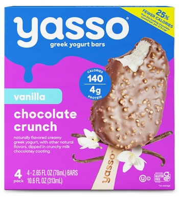 box of Yasso vanilla chocolate crunch greek yogurt bars